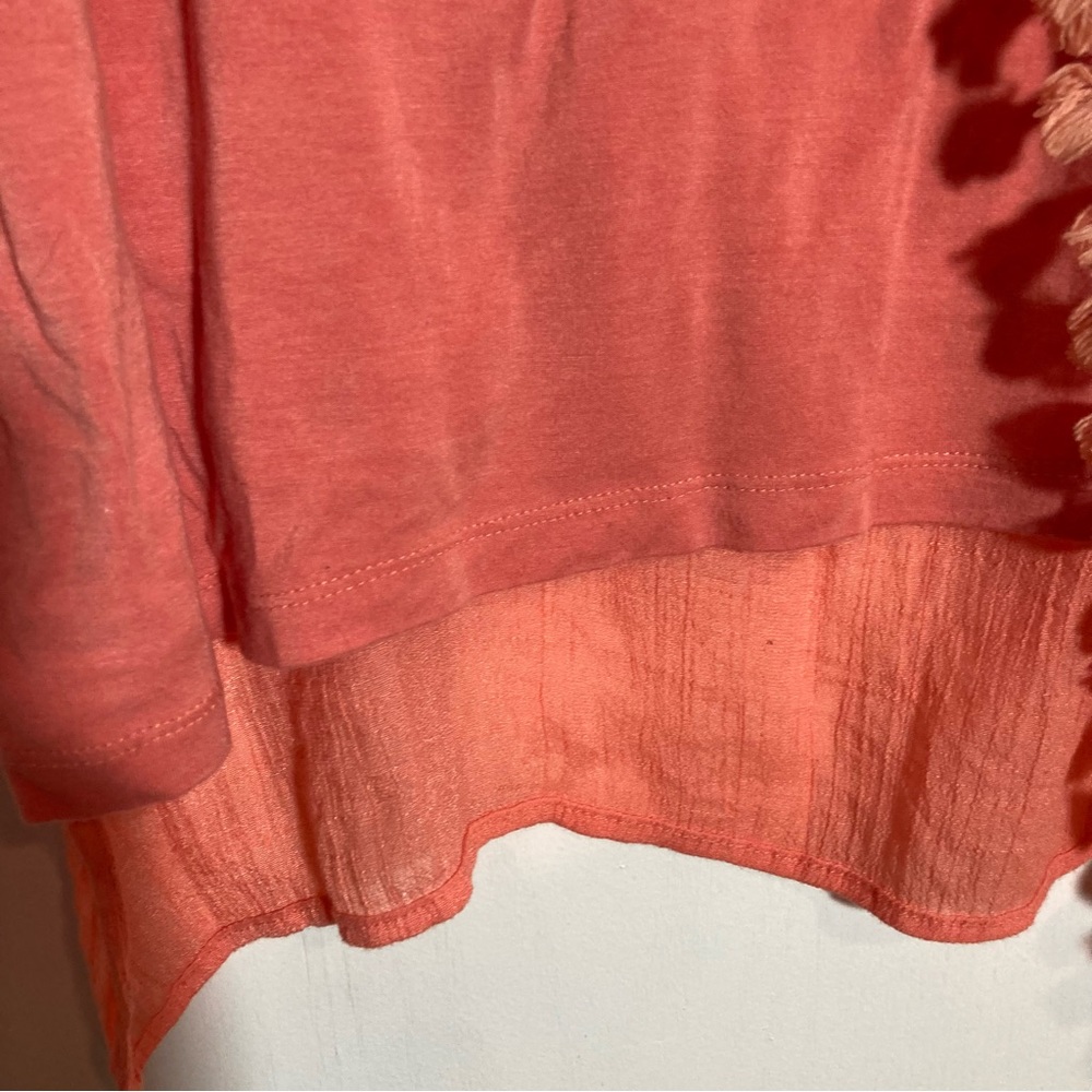 AB Studio peach fringe top 1X - Picture 3 of 4